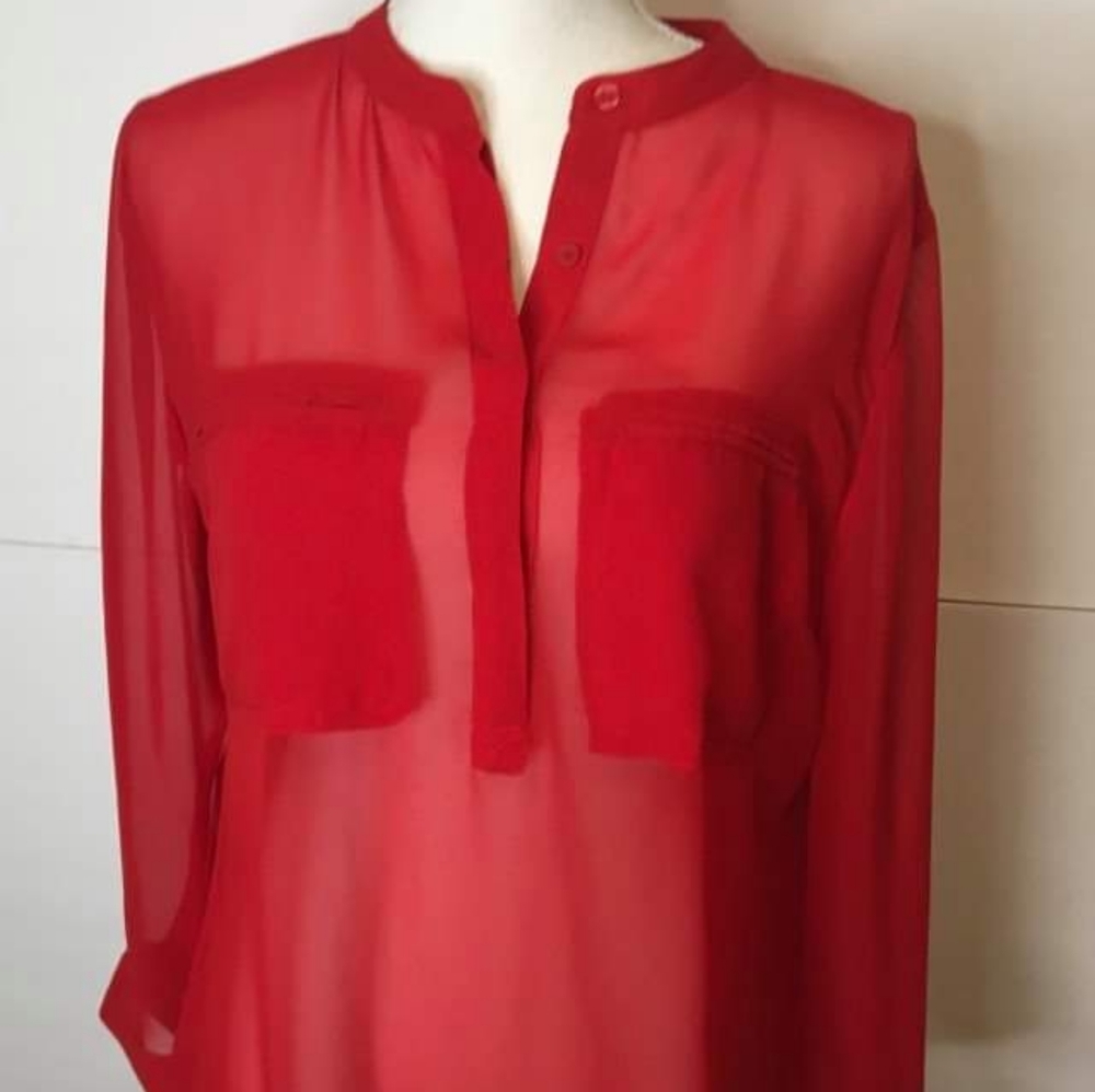 Large Red Sheer Top by a.n.a.